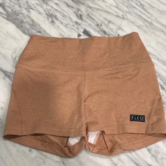 Fleo High-Rise Bike Shorts in Tan - Picture 1 of 4